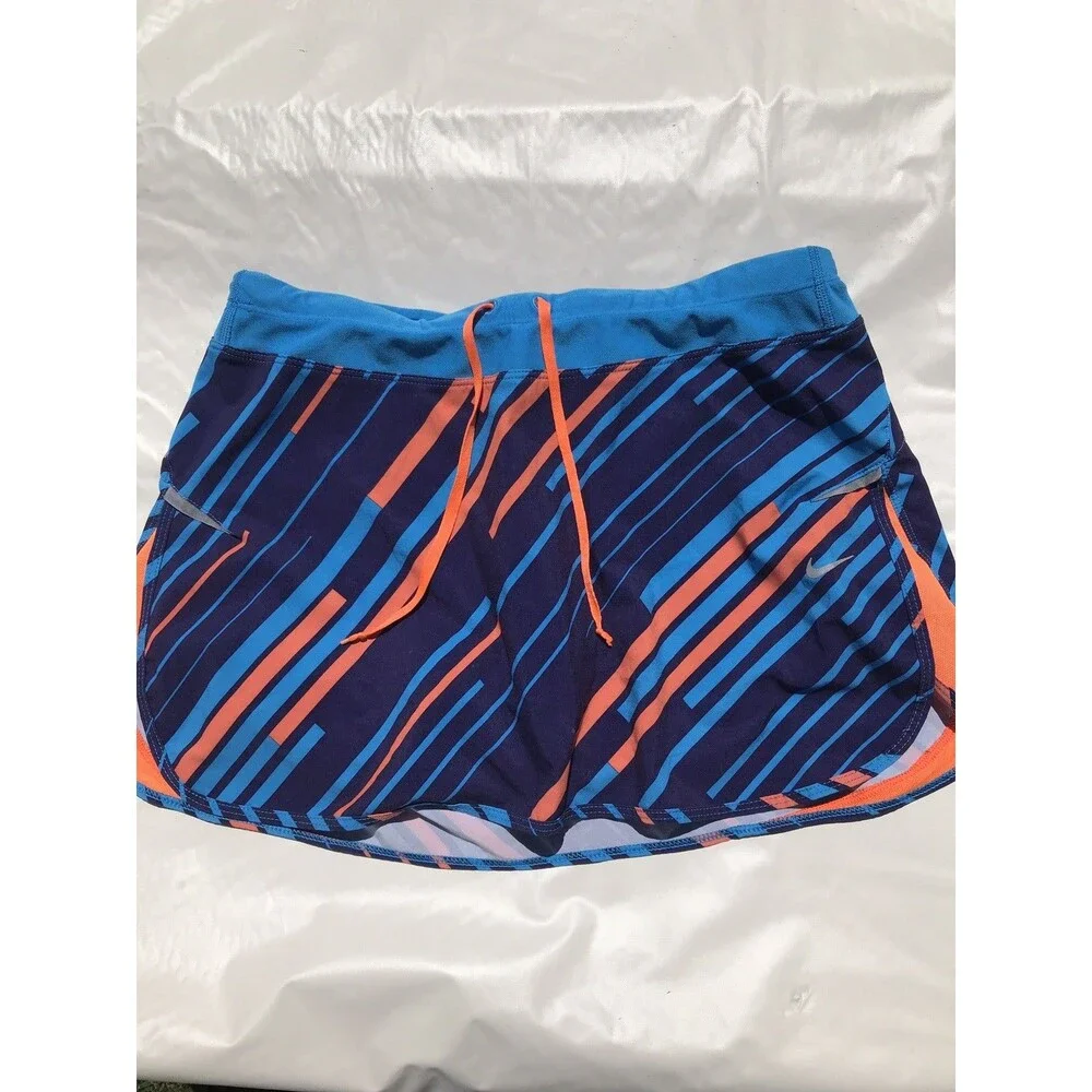 Nike Dri-Fit Blue Orange Printed Running Skort Shorts Women's